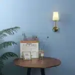 Applique murale LED dorée avec abat-jour en lin principale