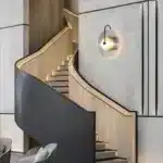Applique murale LED en verre à rayures, finition noire