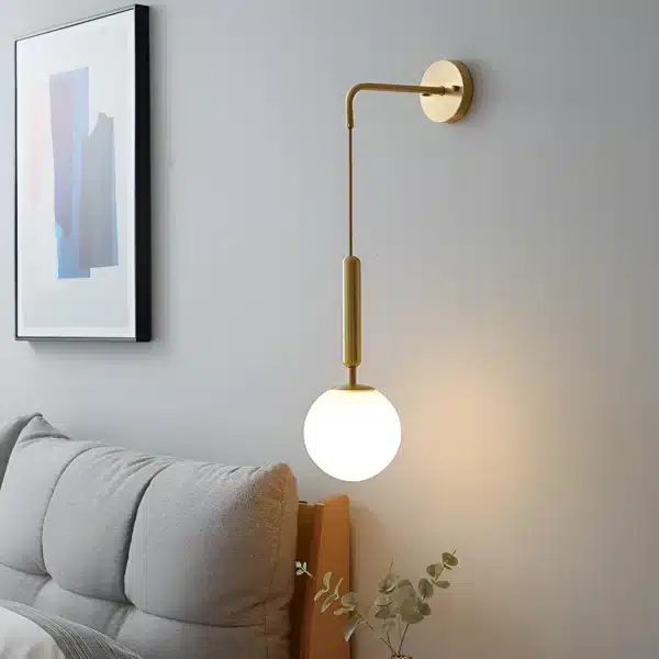 Applique murale LED principale en verre design nordique dorée