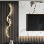 Applique murale LED noire en forme de flamme, galerie principale.