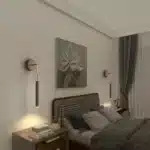 Applique murale LED en duo brun, style moderne pour chambre.
