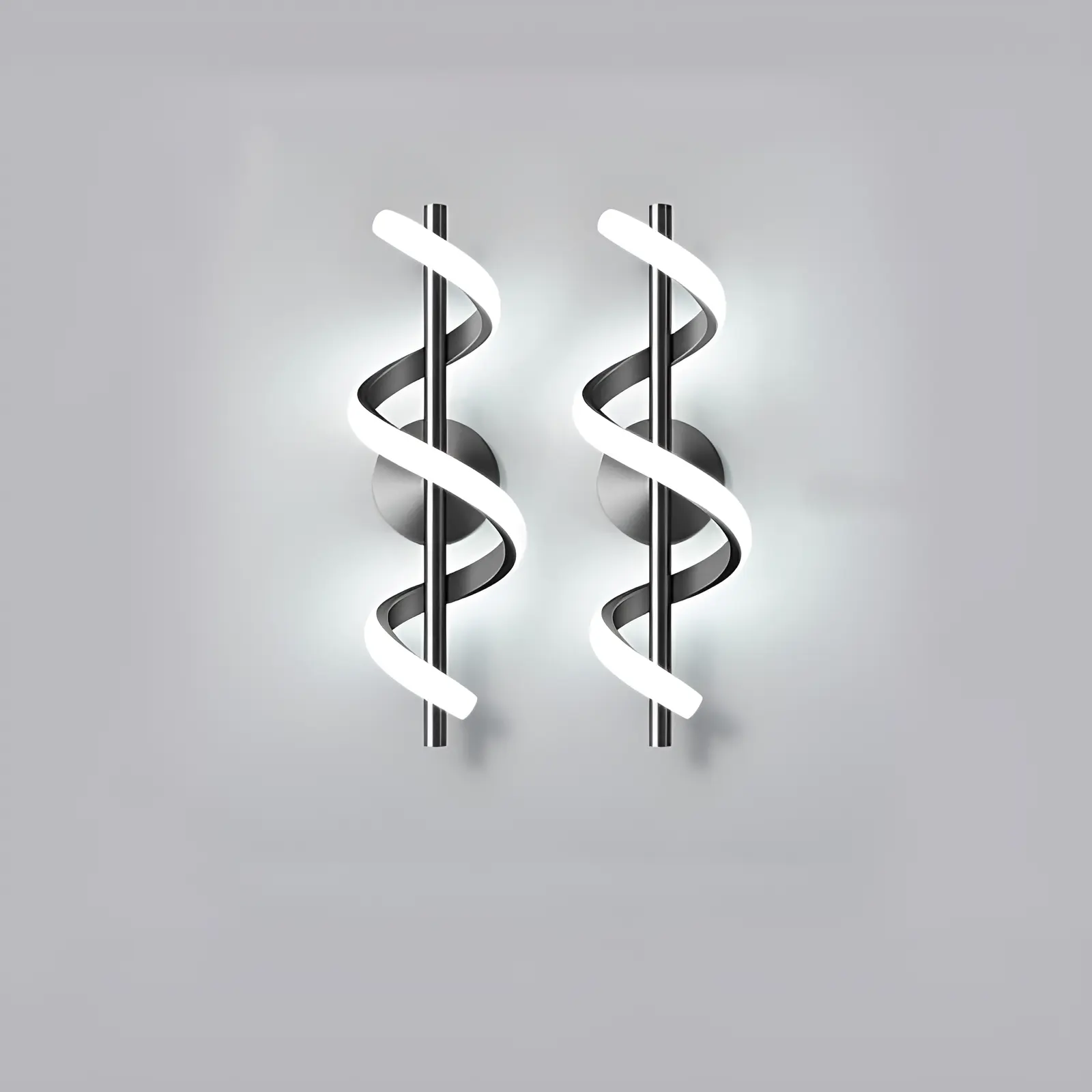 Appliques murales LED noires en forme d'hélice, version duo.
