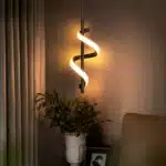 Applique murale LED noire en forme d'hélice pour chambre, galerie.
