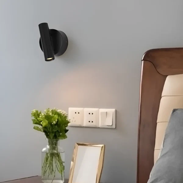 Applique murale LED encastrable noire pour chambre