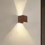 Applique murale LED moderne carrée en bois de noyer pour salon