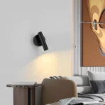 Applique murale LED tube réglable noire pour chambre