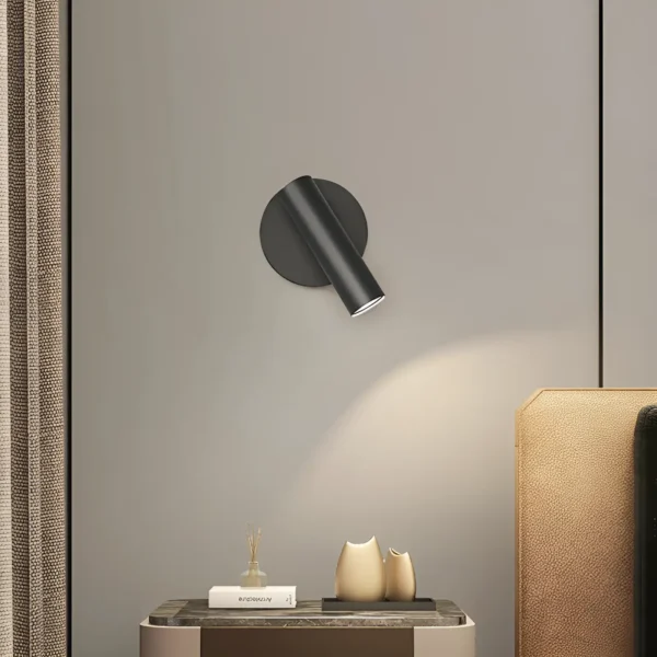 Applique murale LED tube noire réglable pour chambre
