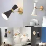 Appliques murales blanches et noires en forme de sablier dans une chambre
