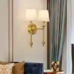 Lampe murale double dorée au style américain, galerie d'images