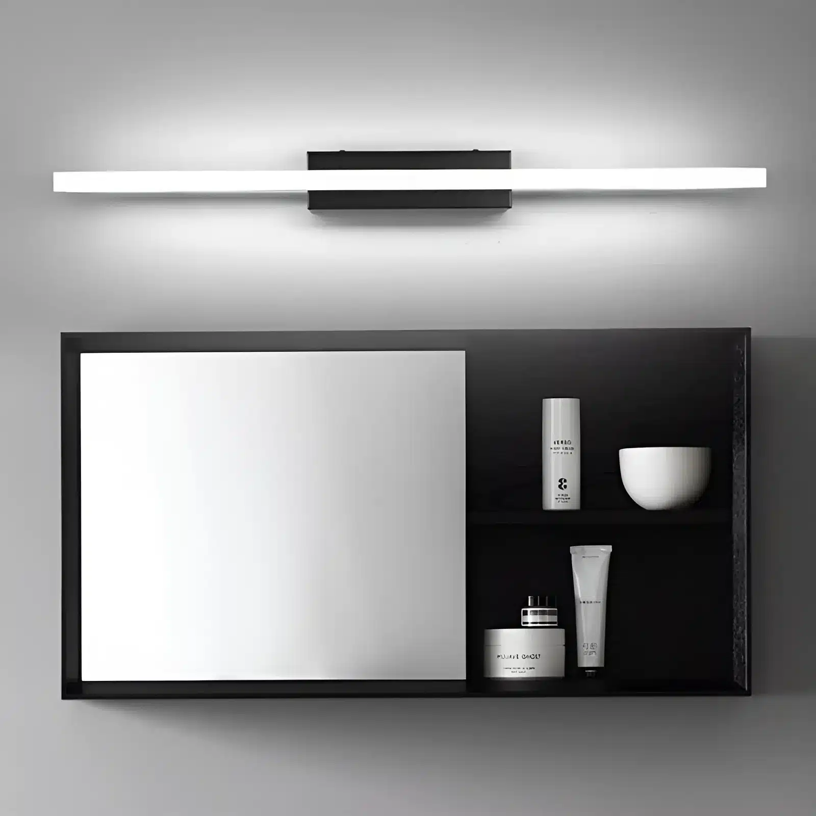 Lumière de miroir moderne en acier inoxydable noir pour salle de bain