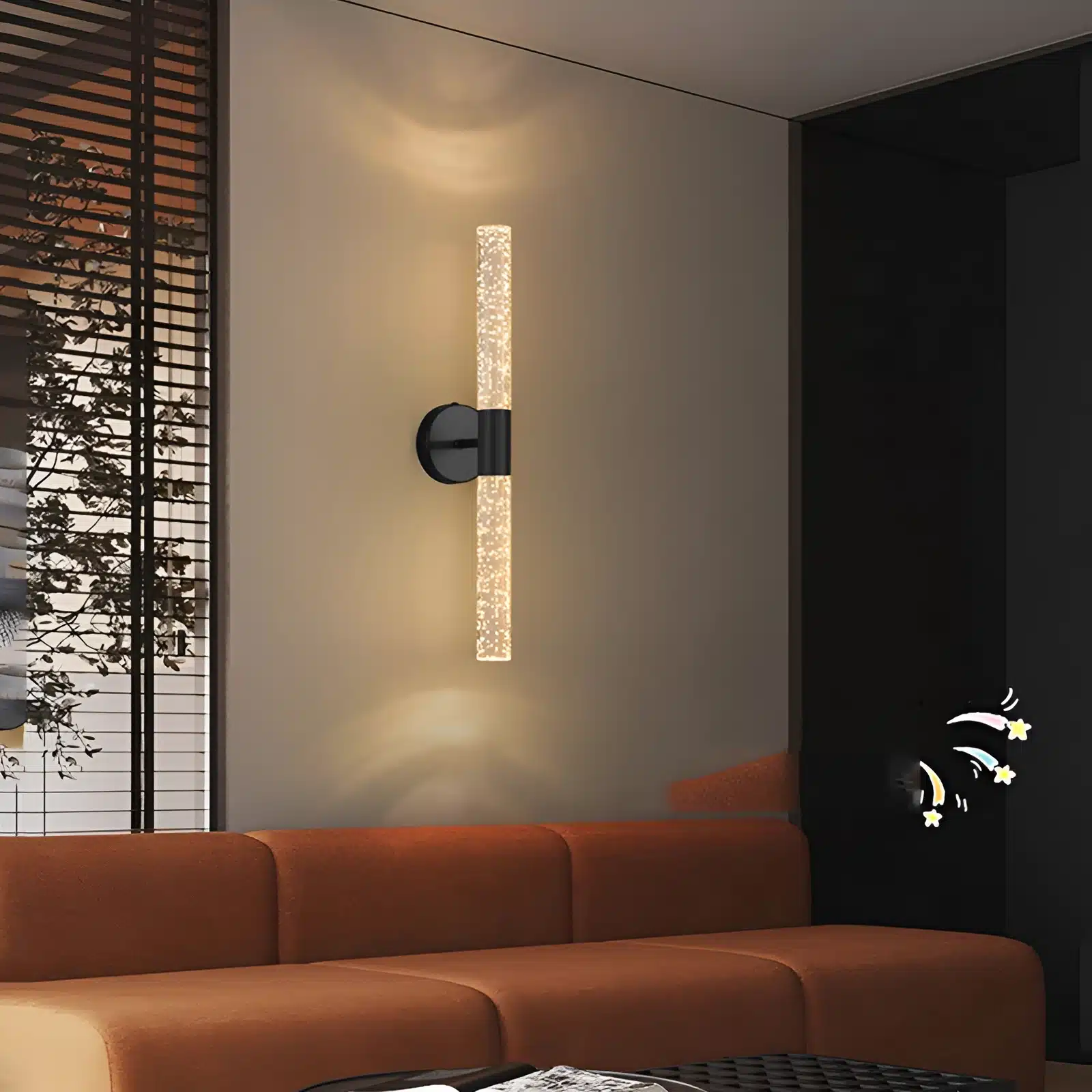Applique murale LED noire avec un design épuré et moderne.