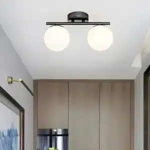 Plafonnier LED boule en pierre de verre noir duo
