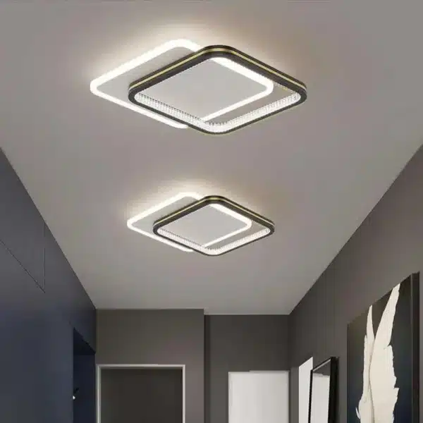 Plafonnier LED care entelaces en fer forge et acrylique noir pour Salon Image gallery 08 24