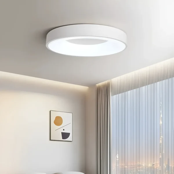 Plafonnier LED blanc en forme d'anneau pour salon
