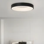 Plafonnier LED noir en forme d'anneau pour salon