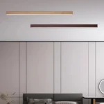 Plafonnier LED en bois de noyer de 100 cm, galerie d'image moderne.