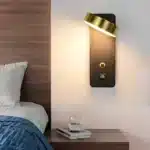 Applique murale LED pivotable dorée avec interrupteur