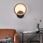 Applique murale LED noire en forme de cercle pour chambre