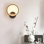 Applique murale LED noire en forme de cercle pour chambre