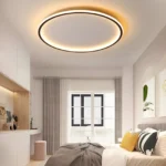 Plafonnier LED arc de lumière noir pour salon, deuxième vue de galerie