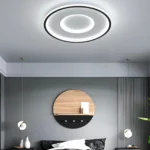 Luminaire LED double cercle avec halo - Couleur noire