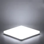 Plafonnier LED carré blanc éteint, vue latérale